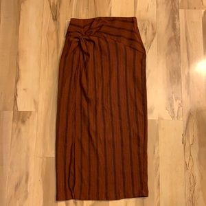 Burnt orange striped maxi skirt